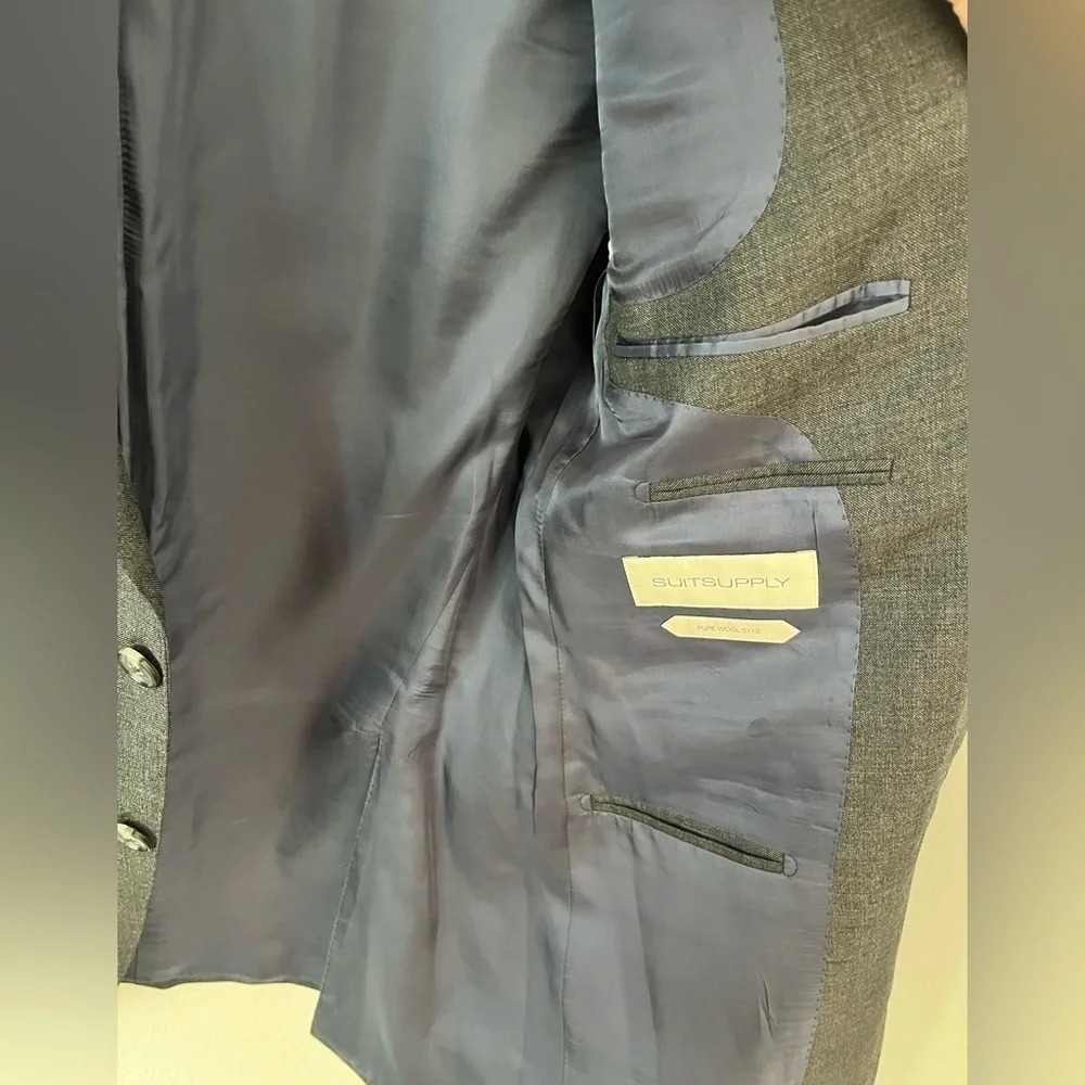 Suitsupply Men Wool Suit Jacket Grey Slate S110 Formal Business Work Size 38